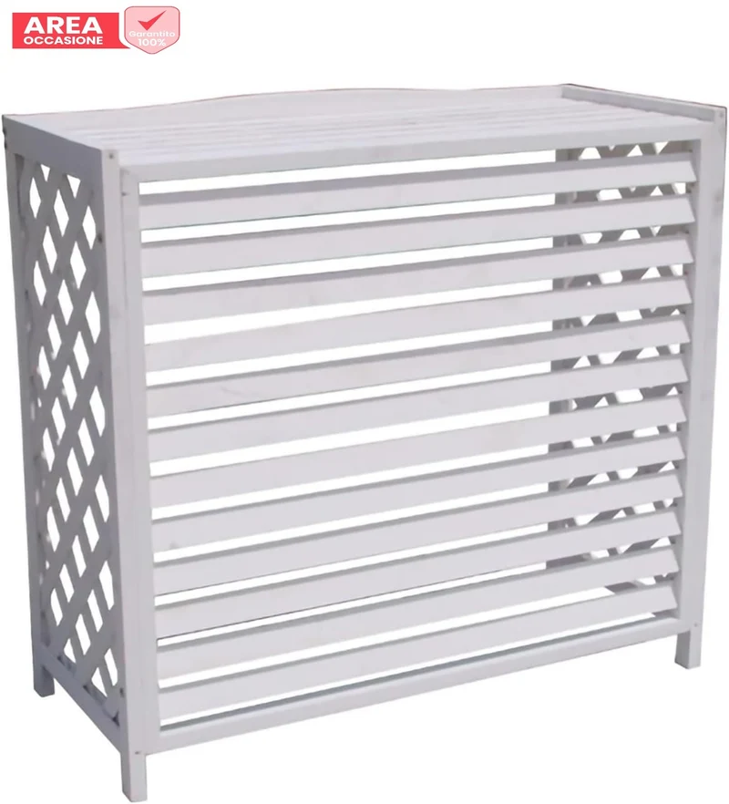 AREA OCCASIONE 5096 Copertura Copri Unità Esterna OneClima per Condizionatore 9000 e 12000 Btu In Legno Bianco 80x47x77