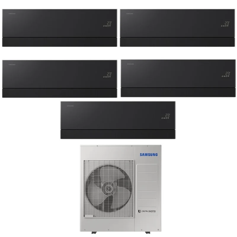 Condizionatore Penta Split Samsung WindFree Première Black 9+9+9+12+12 con AJ100TXJ5KG R-32 Wi-Fi Integrato
