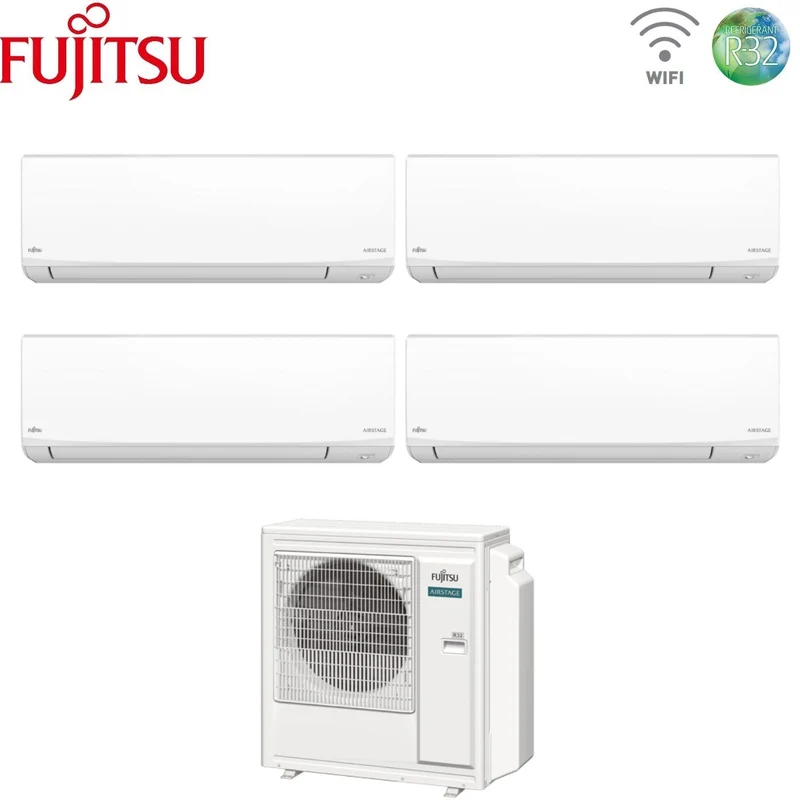 Condizionatore Quadri Split Fujitsu KJ White 9+9+12+14 con AOEG30KBTA4 R-32 Wi-Fi Integrato