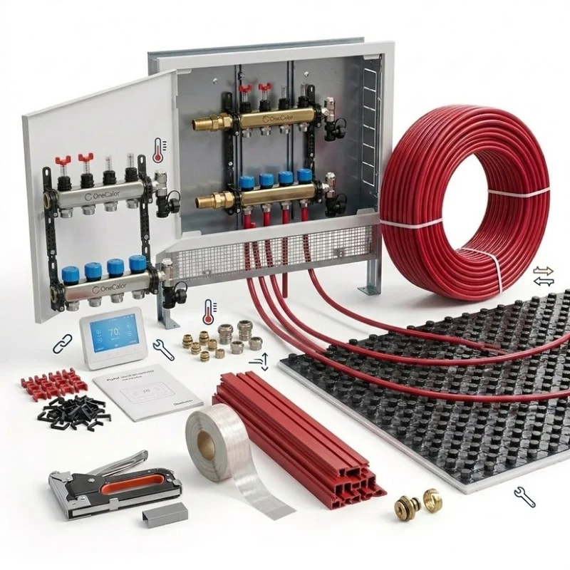 Kit Riscaldamento a Pavimento OneCalor per Impianti Civili 100 m² Pannello Bugnato 10 + 25 mm