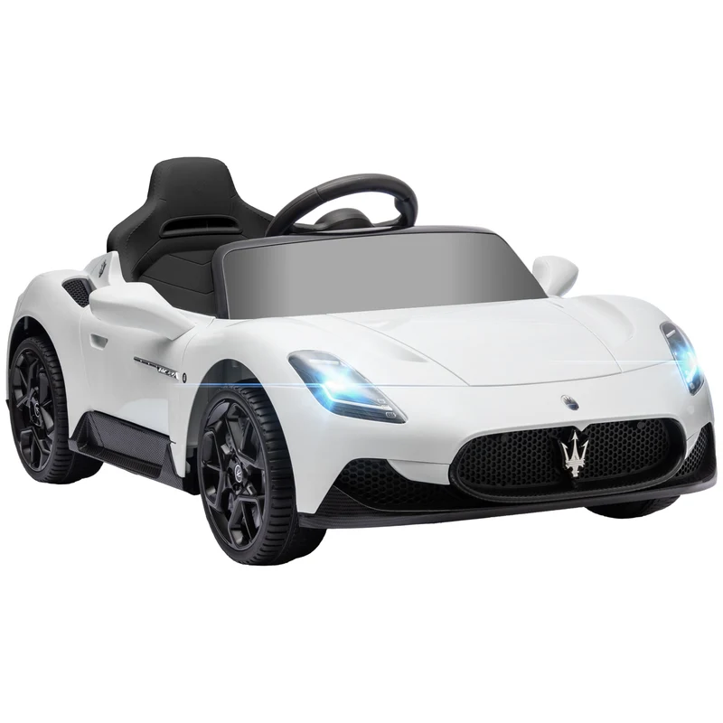 EasyComfort Macchina per Bambini 3-6 Anni con Guida Manuale e musica integrata, Auto Maserati MC20 con Telecomando e LED, 3-5 km/h, Bianco