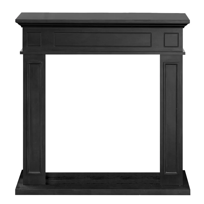 Cornice per camino rivestimento in legno L89,5xH90,5xP28 Jefferson Nero