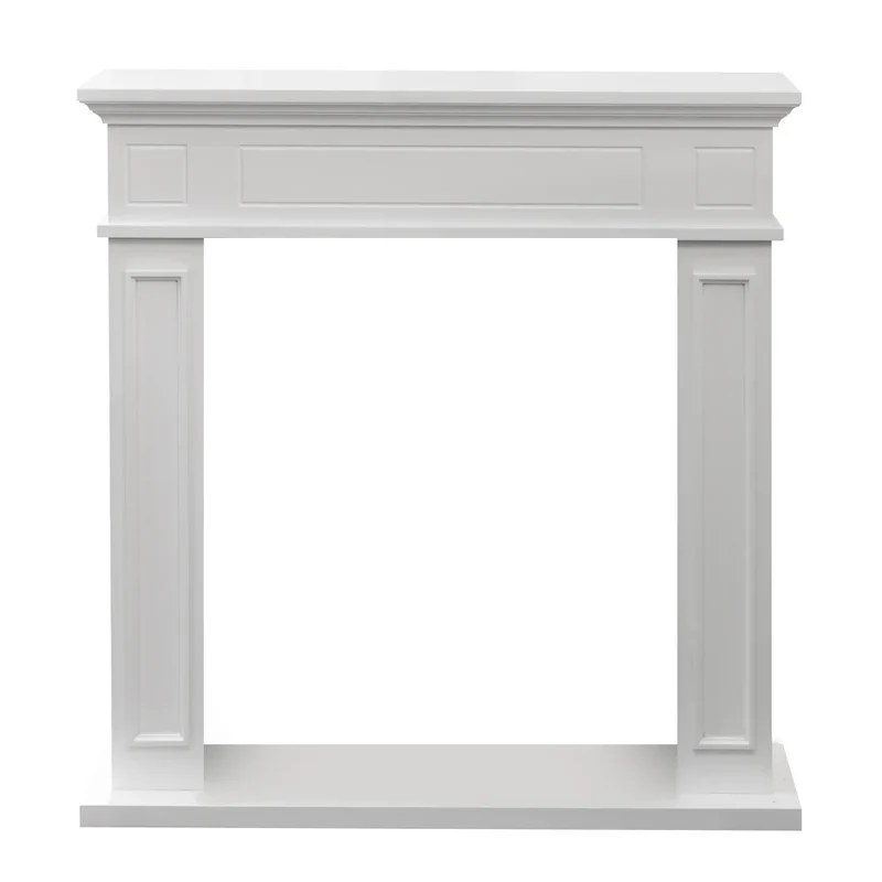 Cornice per camino rivestimento in legno L89,5xH90,5xP28 Jefferson Bianco