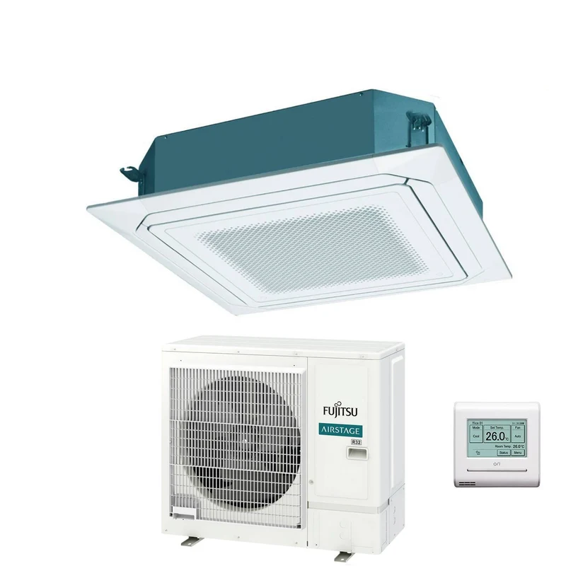 Condizionatore a Cassetta Fujitsu KR Eco Circular Flow White 36000 Btu AUXG36KRLB Trifase R-32 Wi-Fi Optional con Griglia e Filocomando