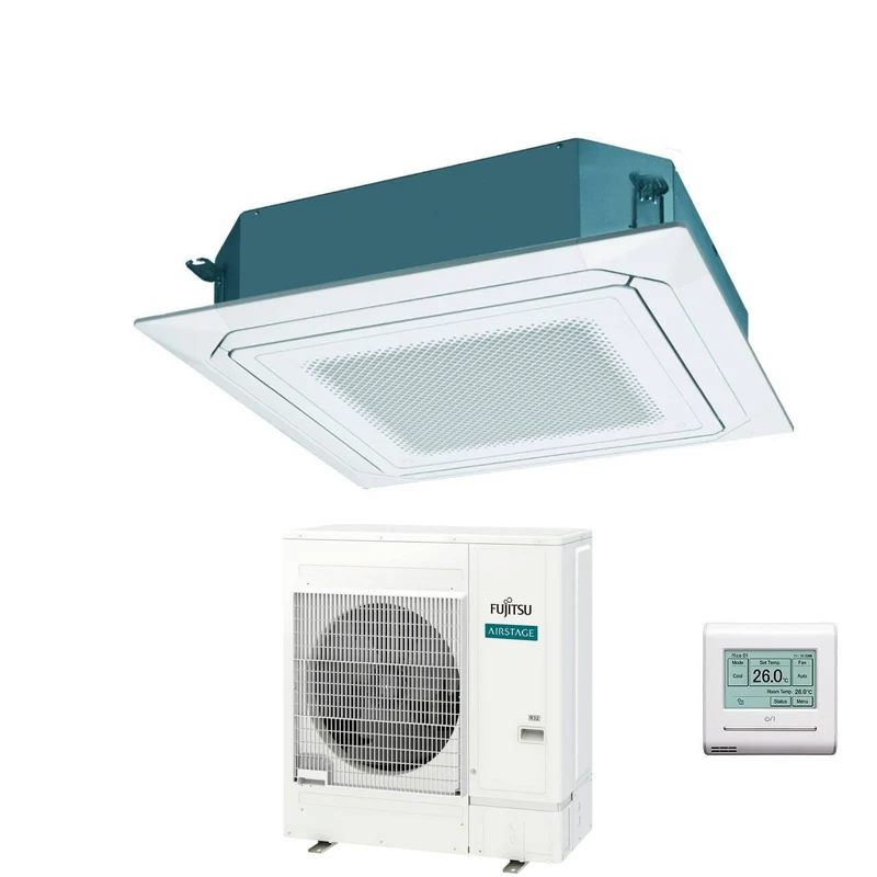 Condizionatore a Cassetta Fujitsu KR Circular Flow White 45000 Btu AUXG45KRLB Trifase R-32 Wi-Fi Optional con Griglia e Filocomando