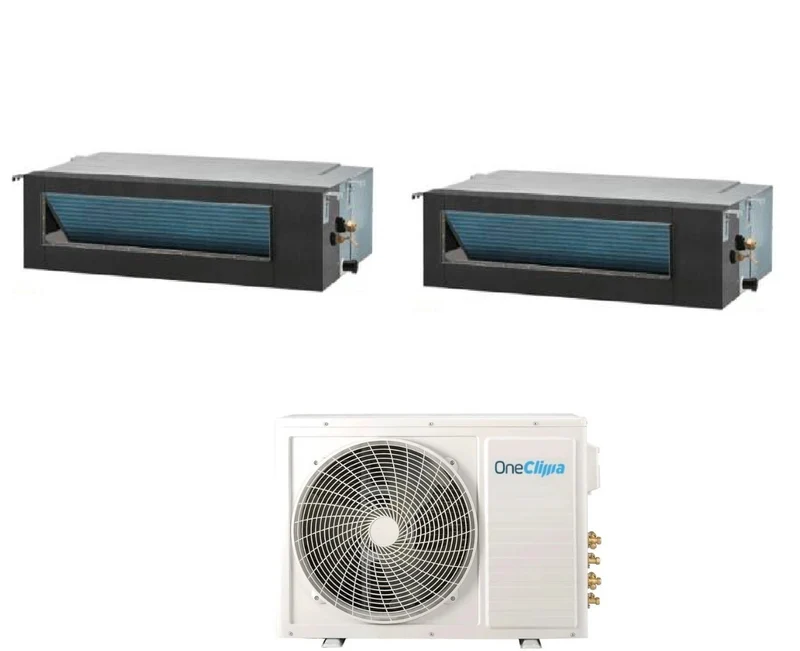 OneClima Dual-Split-Kanalklimagerät 18+18 mit MLT27x3/Y24 R-32, optionales WLAN mit Standard-Fernbedienung im Lieferumfang enthalten