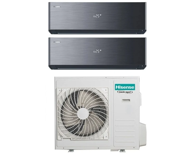 Klimaanlage Dual-Split Hisense Energy Pro X Black 18+18 mit 5AMW105U4RQC R-32 WLAN integriert