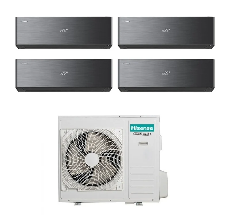 Hisense Quadri Split ENERGY PRO X BLACK 12+12+12+18 Klimaanlage mit 5AMW105U4RQC R-32 Integriertes WLAN