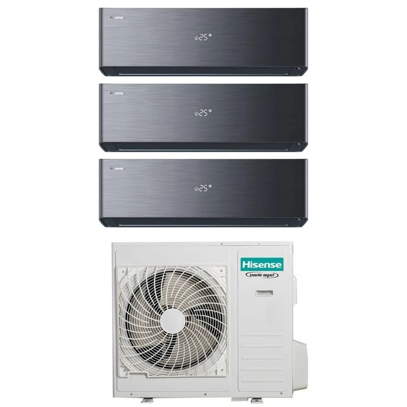 Klimaanlage Hisense Trial-Split ENERGY PRO X BLACK 12+12+18 mit 5AMW105U4RQC R-32 WLAN integriert