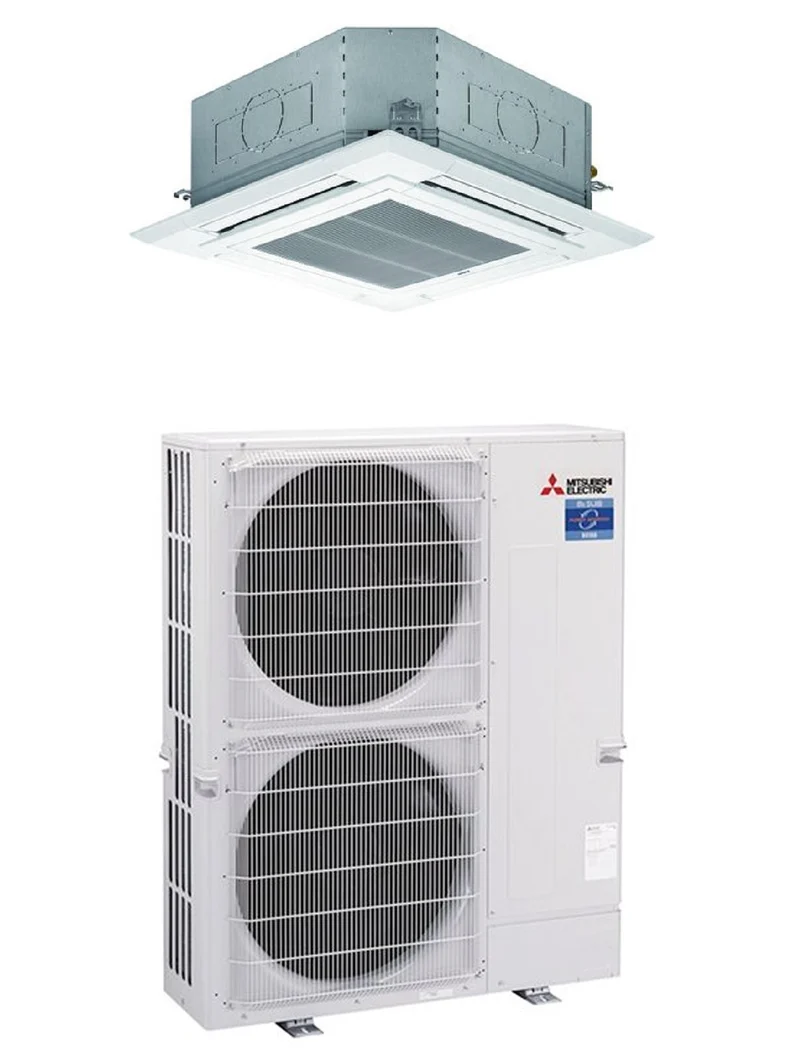 Mitsubishi Electric Kassettenklimaanlage 42000 Btu R-410 Wi-Fi optional mit Grill und Steuerung im Lieferumfang enthalten