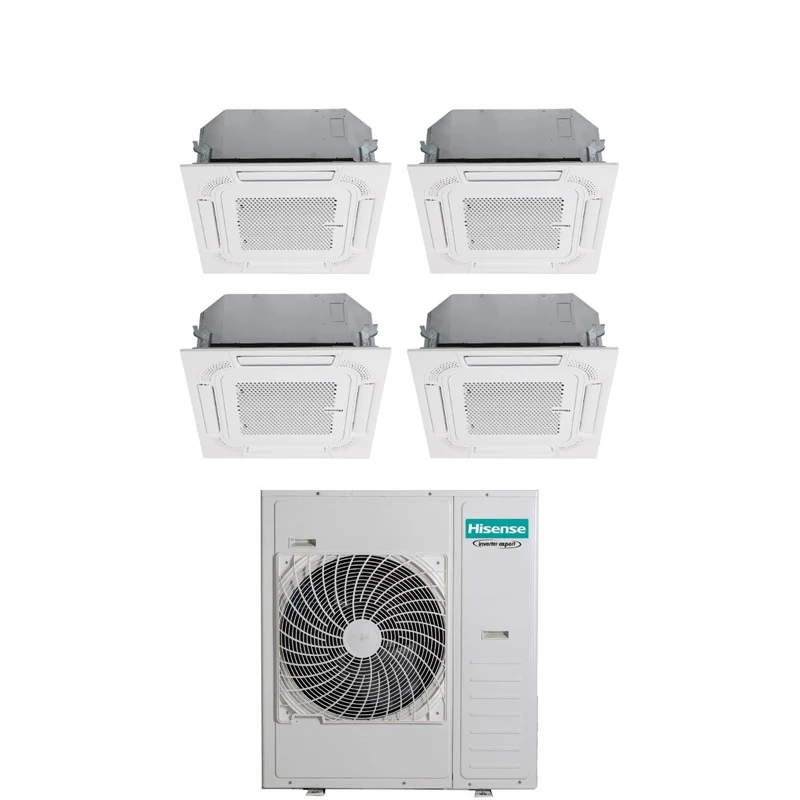 Hisense 9+9+9+12 Quadri Split Kassetten-Klimaanlage mit 5AMW125U4RTA R-32 Wi-Fi optional mit Fernbedienung und Bedienfeld