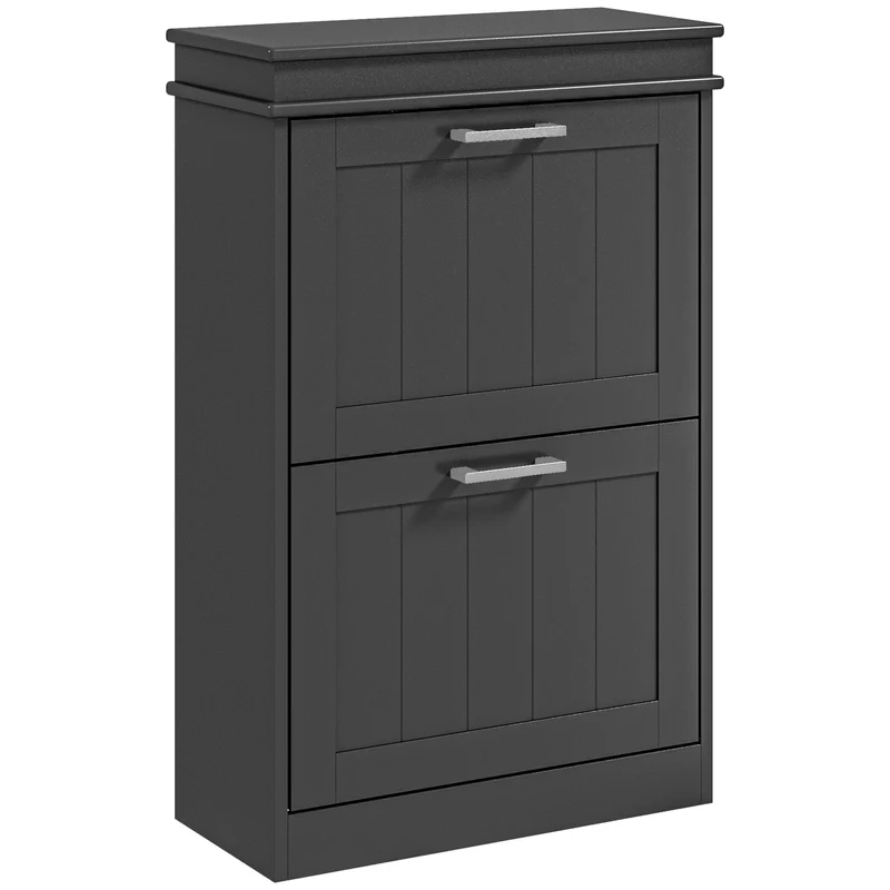 EasyComfort Modernes Schuhregal mit 2 klappbaren Schubladen für 10 Paar Schuhe und verstellbarer Ablage, 54 x 24 x 82,5 cm, Schwarz
