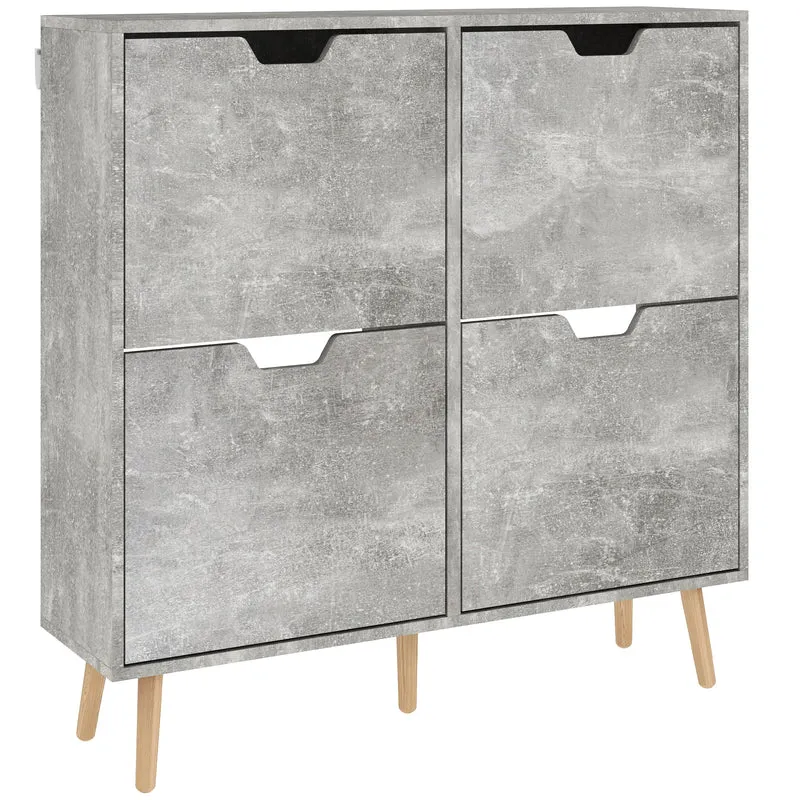 Mobiles Schuhregal EasyComfort mit 4 klappbaren Schubladen auf 2 Ebenen für 16 Paar, aus Holz, 95 x 26 x 95 cm, Grau