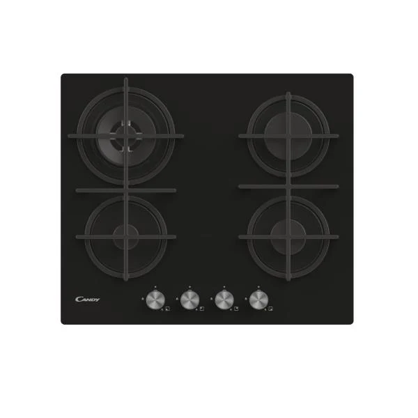 Piano Cottura A Gas Candy CVG6BR4WPB 4 Fuochi (L59,5xP51) Vetro Temperato Nero