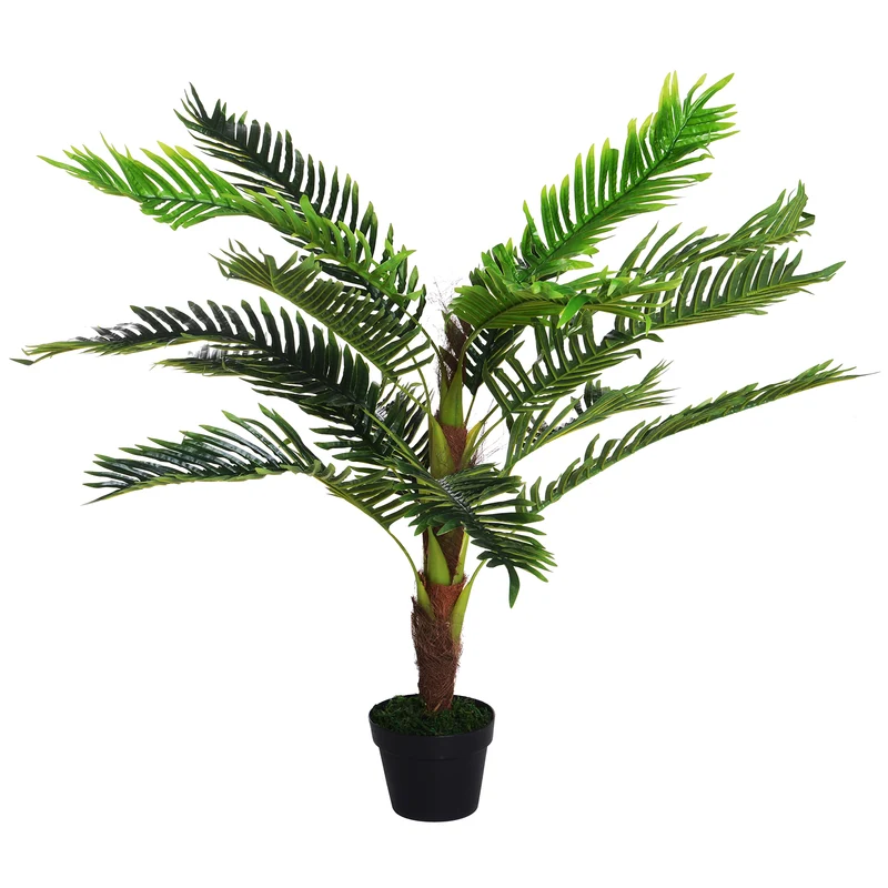 EasyComfort Künstliche Cycas-Palme, 123 cm hoch, für den Innen- und Außenbereich, inklusive Topf