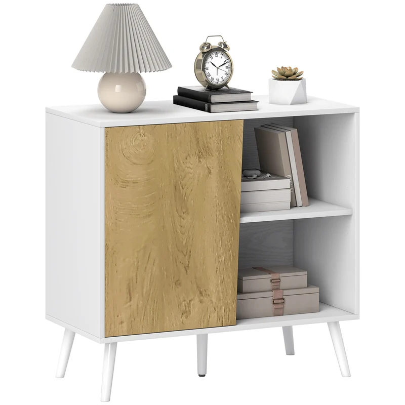 EasyComfort Modernes Sideboard mit Schrank und Staufach, aus Holz, 80 x 39 x 76 cm, Weiß