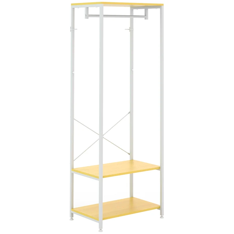 EasyComfort 2-in-1 mobiler Kleiderbügel mit 2-stufiger Ablage, aus Stahl und Spanplatte, 60 x 40 x 167,5 cm