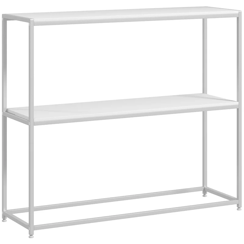 EasyComfort Eingangskonsolentisch mit offenem Regal, aus Stahl und Spanplatte, 100 x 30 x 87 cm, Weiß