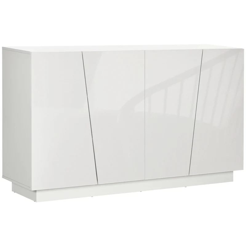 Mehrzweckschrank Easycomfort aus weißer Spanplatte mit 5 Ebenen und verstellbarem Regal auf 3 Ebenen, 150 x 40 x 88 cm