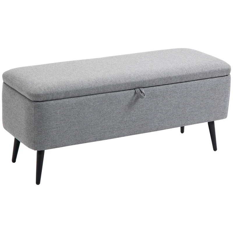 EasyComfort Aufbewahrungsbank aus Stoff mit Samteffekt, für Schlafzimmer, Wohnzimmer und Eingang, 101 x 38,5 x 44,5 cm, Grau