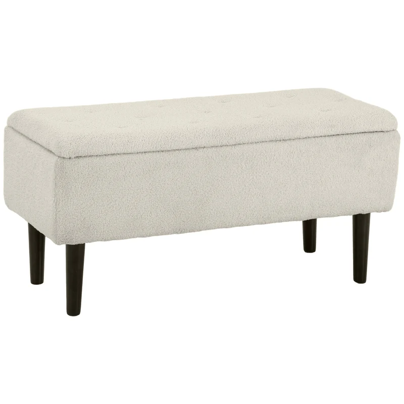 EasyComfort-Bettbank mit 47-Liter-Stauraum und Bouclé-Bezug, 95 x 38 x 45 cm, Beige