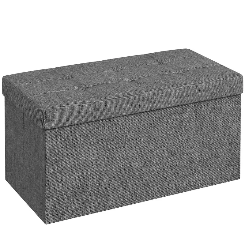 EasyComfort 84L klappbare Aufbewahrungsbank, gepolsterter Deckel und Stoffbezug, 76x38x38cm, Dunkelgrau