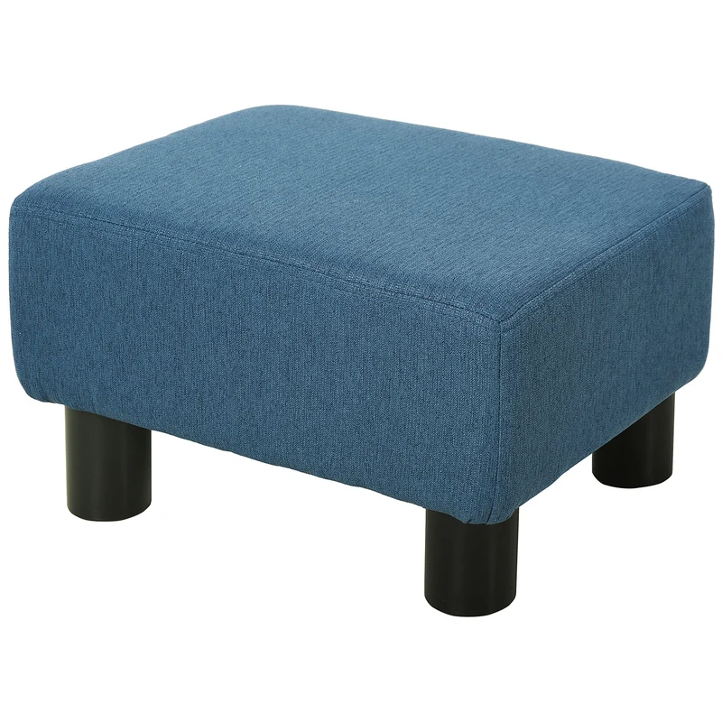 EasyComfort gepolsterter und rechteckiger Pouf-Fußhocker aus Polyester und Kunststoff, 40 x 30 x 24 cm, Dunkelblau