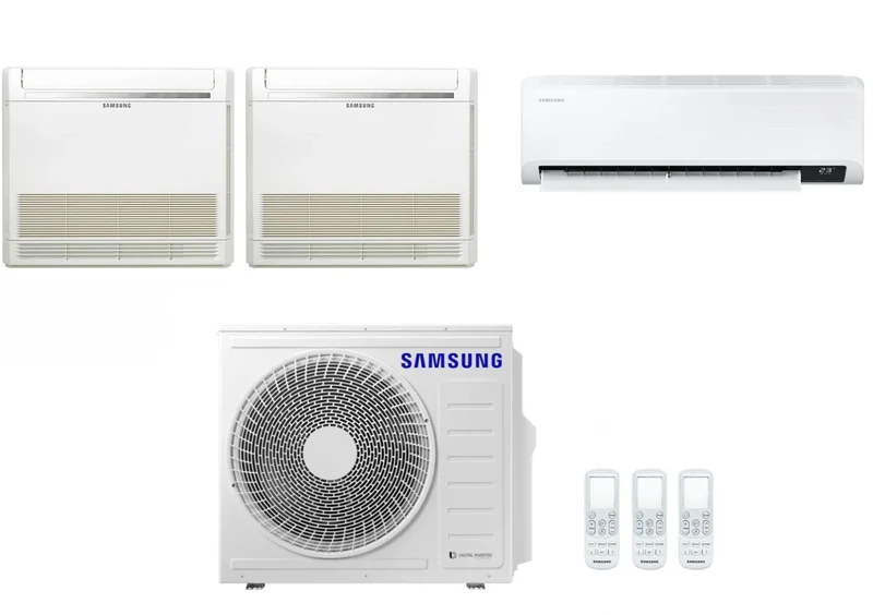 Condizionatore Samsung Trial Split Inverter serie CEBU 9000 + Console 9+9 con AJ052TXJ3KG/EU R-32 9000+9000+9000 con Telecomando Incluso