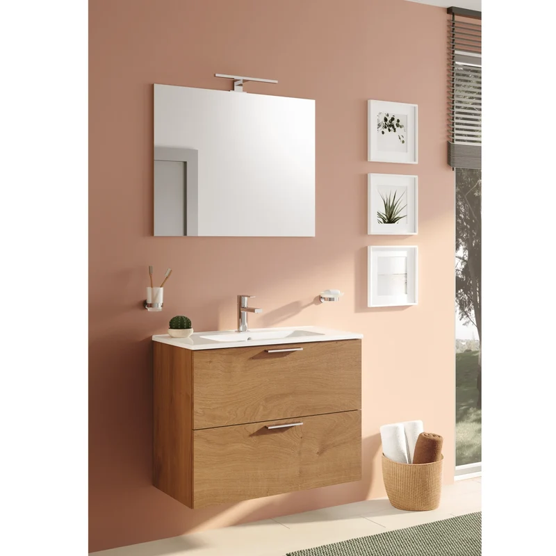 Mobile Bagno sospeso Vitra con Lavabo colore Golden Oak 80 cm