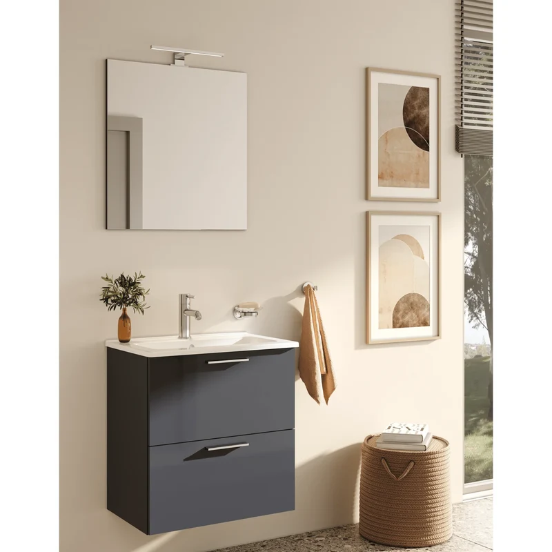 Mobile Bagno sospeso Vitra con Lavabo colore Antracite 80 cm