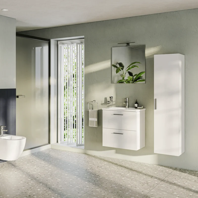 Mobile Bagno sospeso Vitra con Lavabo colore Bianco Lucido 60 cm