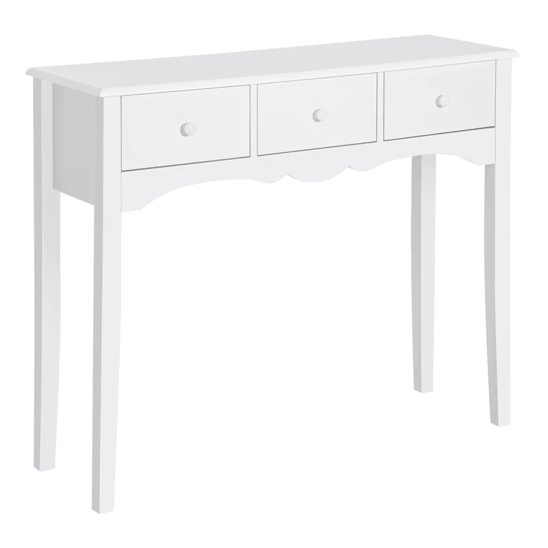 EasyComfort Moderner Eingangskonsolentisch aus MDF mit 3 Schubladen, 100 x 32 x 85 cm, Weiß