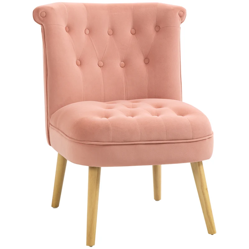 Moderner Easycomfort-Stuhl für Wohn- und Esszimmer mit gepolstertem Sitz und Samtstoff, 60 x 66 x 79 cm, Rosa