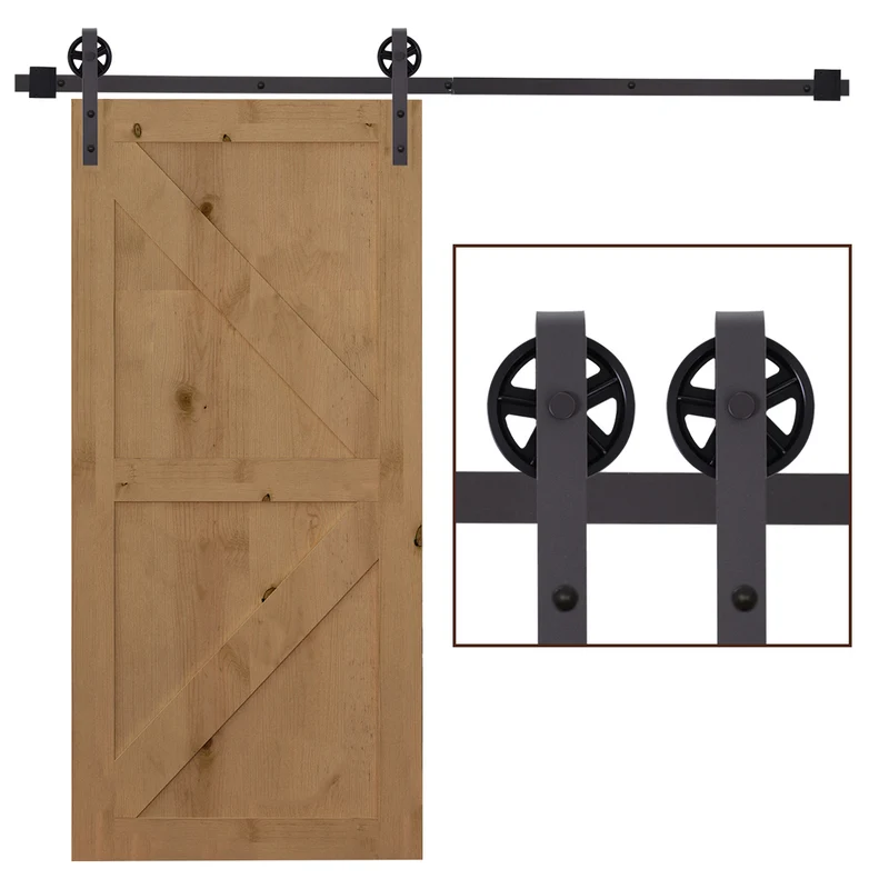 EasyComfort-Schiebetür-Set, max. 100 kg, aus Stahl mit Schiene, Haken, Anschlägen, Schrauben und Bolzen, 183 x 4 x 0,6 cm