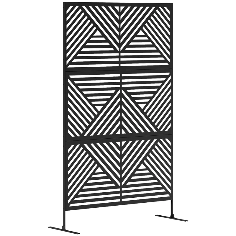 EasyComfort Separé Dekorativer Outdoor-Trennwand und Rankgitter zum Klettern, 122 x 45 x 198 cm, Schwarz