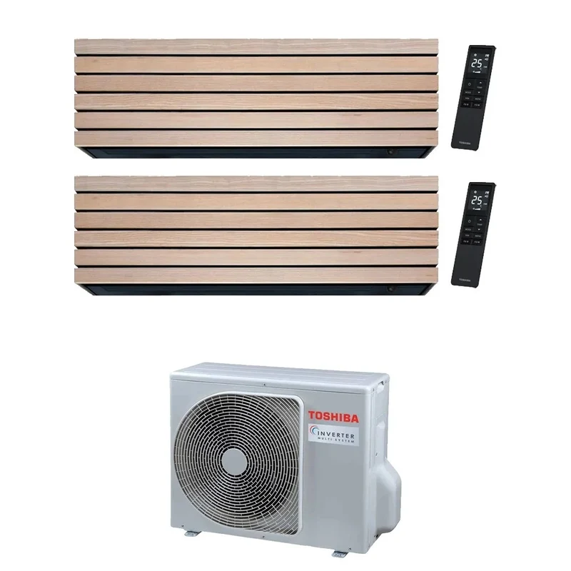 Condizionatore Dual Split Toshiba Daiseikai 10 Wood 9+9 (10+10) con RAS-2M10G3AVG-E R-32 Wi-FI Integrato