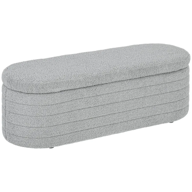 EasyComfort Bettunterbank aus Teddystoff mit Staufach, 116 x 41 x 40,5 cm, Hellgrau