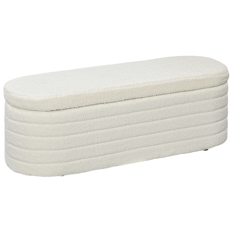 EasyComfort-Bettbank aus Teddystoff mit Staufach für Eingang und Schlafzimmer, 116 x 41 x 40,5 cm, Creme