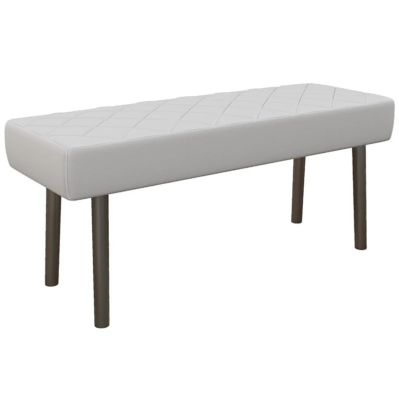 EasyComfort-Bettbank, gepolstert mit diamantgestepptem Kunstleder und Stahlbeinen, 100 x 35 x 45 cm, Grau
