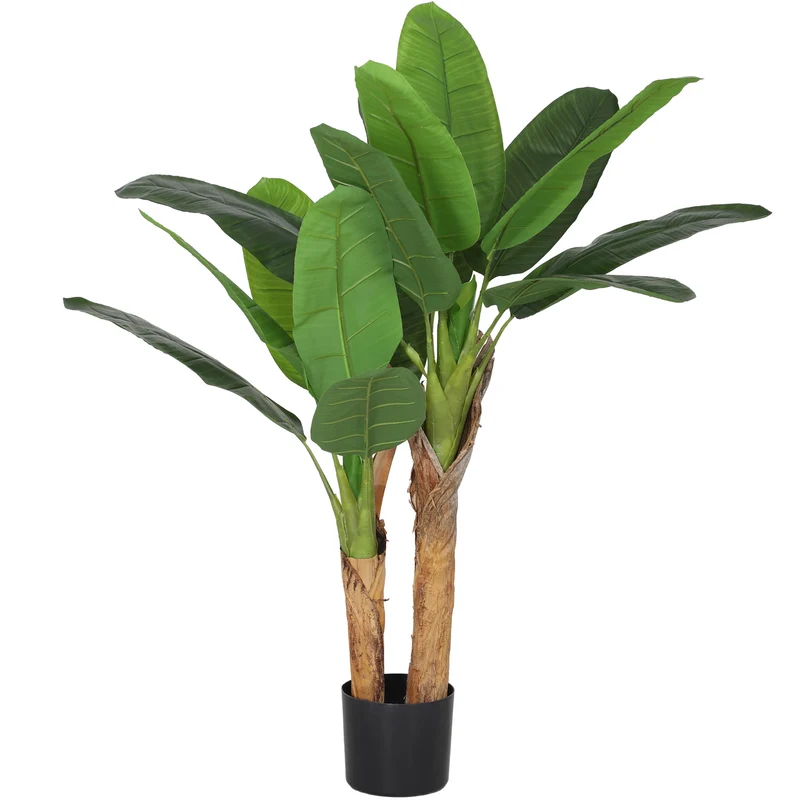 EasyComfort Künstliche Bananenpflanze, 120 cm hoch, inklusive Topf für den Innenbereich, grün