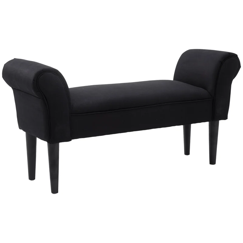 EasyComfort gepolsterte Bettunterbank mit gerollten Armlehnen, 102 x 35 x 51 cm, Schwarz