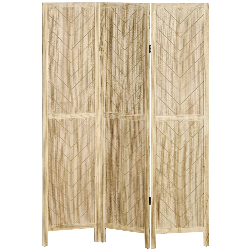 EasyComfort Faltwand für den Innenbereich mit 3 Holztüren im Fischgrätenmuster, 120 x 1,6 x 170 cm