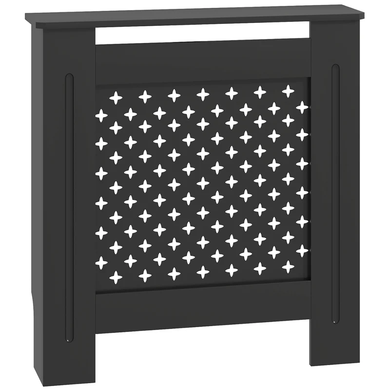 EasyComfort-Heizkörperabdeckungen aus kreuzperforiertem MDF-Holz mit Regal und Wandbefestigung, 78 x 19 x 82 cm, Schwarz