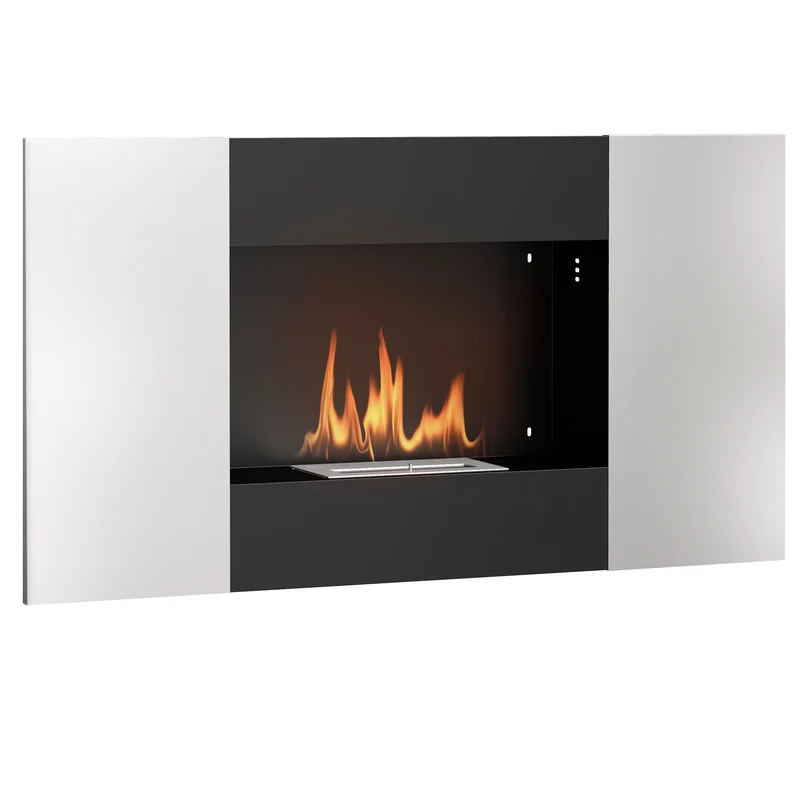 EasyComfort Bioethanol-Kamin, 0,9 l, Wandmontage aus Edelstahl, 100 x 15 x 54 cm, Schwarz und Silber
