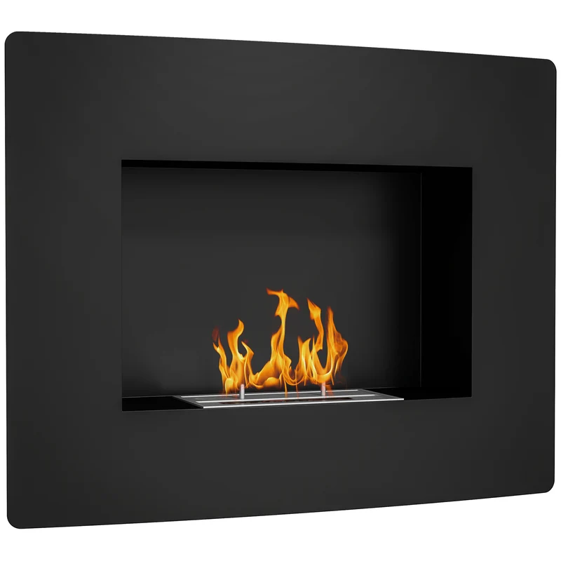 Integrierter Bioethanol-Kamin EasyComfort aus Stahl, Dauer 3,3 Stunden und Fassungsvermögen 0,9 l, 66 x 16 x 52 cm, Schwarz