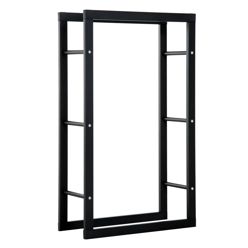 EasyComfort Holzhalter für Haus und Garten aus schwarzem Eisen, 60 x 25 x 100 cm
