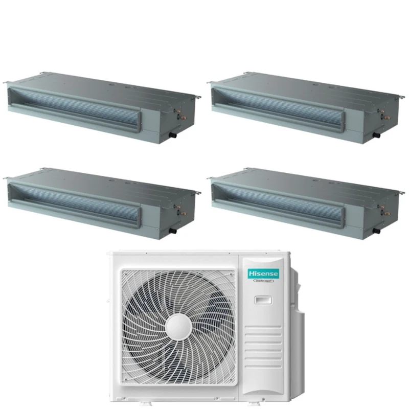 Climatizzatore Condizionatore Hisense Quadri Split Inverter Canalizzato Canalizzabile 12+12+12+12 con 5AMW105U4RQC R-32 Wi-Fi Optional 12000+12000+12000+12000 Con Telecomando di Serie