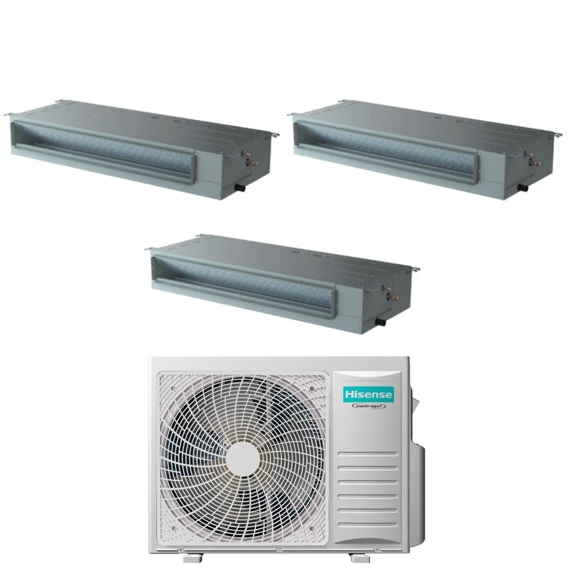 Climatizzatore Condizionatore Hisense Trial Split Inverter Canalizzato Canalizzabile 9+9+9 con 3AMW62U4RJC R-32 Wi-Fi Optional 9000+9000+9000 Con Telecomando di Serie