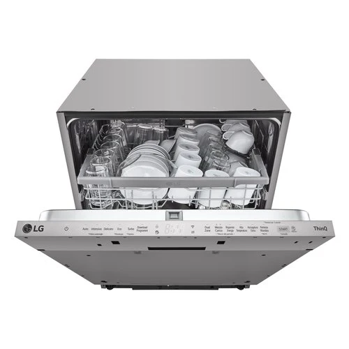 Lavastoviglie A Incasso Lg Serie 2 DB242TX QuadWash 14 Coperti Classe D (A81,5xL59,8xP55,4) ThinQ Alexa Google Assistant Noble steel