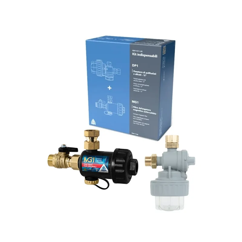 RBM Kit Filtro Defangatore magnetico sotto-caldaia MG1 con dosatore polifosfati DP1